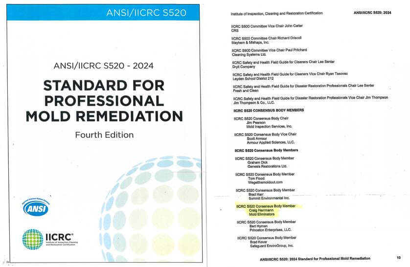 ANSI/IICRC S520 2024 Standard for Professional Mold Remediation with Craig Herrmann listed as Consensus Body Member