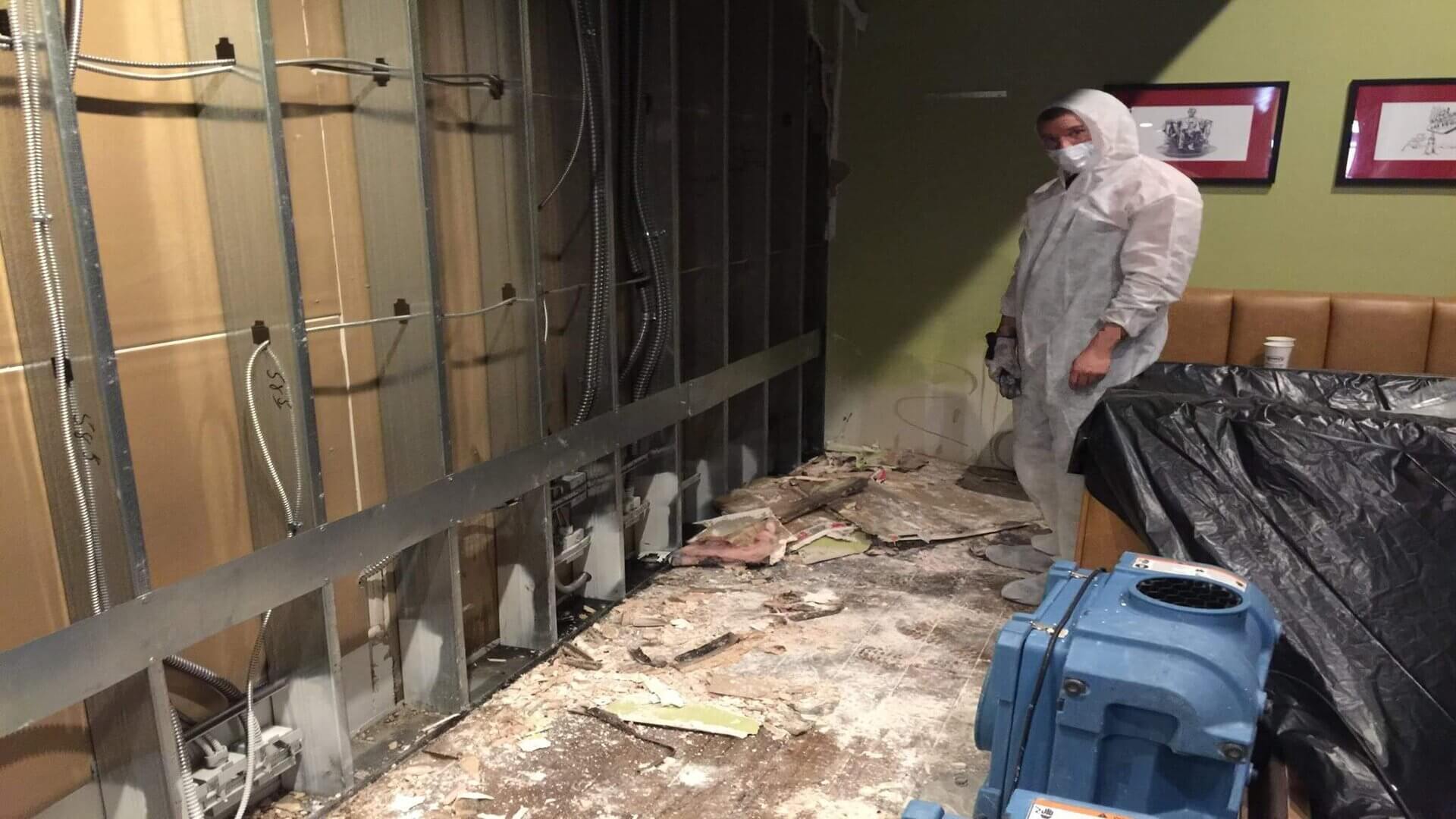 Water damage restoration at a commercial property in Las Vegas Valley, Mold Eliminators